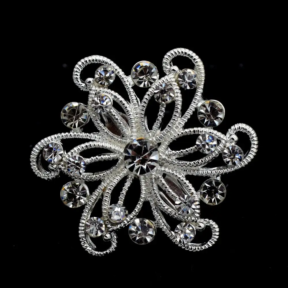 1.3" Sparkly Silver Tone Clear Rhinestone Crystal Diamante Beautiful
