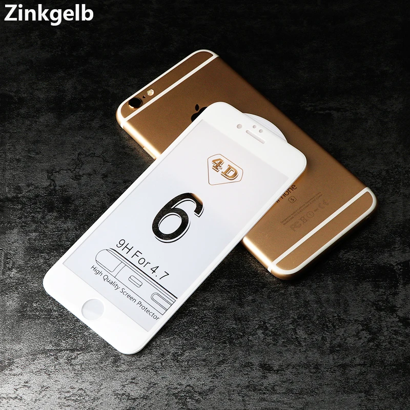 

For iPhone 6S Screen Protector Tempered Glass 9H 4D Curved Edge Full Screen Covered Protector Glass for iPhone 6 Protective Film