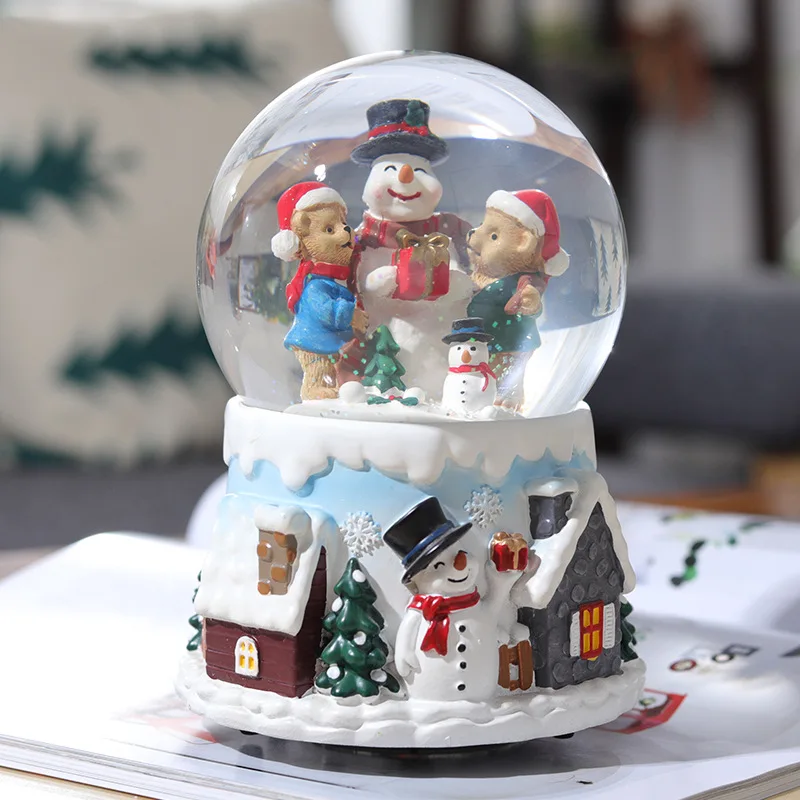 Автоматический снег спрей со светом будет вращаться хрустальный шар музыка Dox музыкальная шкатулка подарок на день рождения год украшения