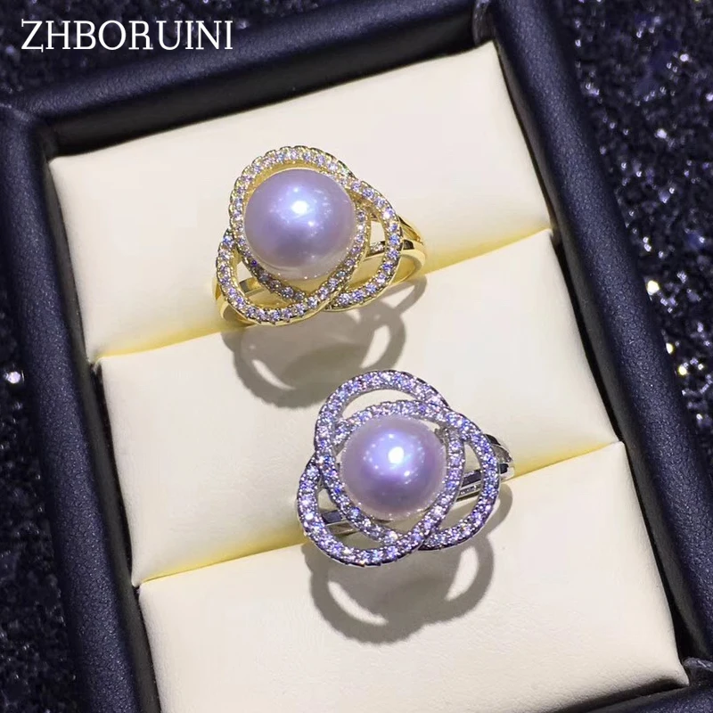 

ZHBORUINI Pearl Ring 925 Sterling Silver Ring Jewelry Twining Zircon Ring Natural Freshwater Pearl Rings For Women Accessories