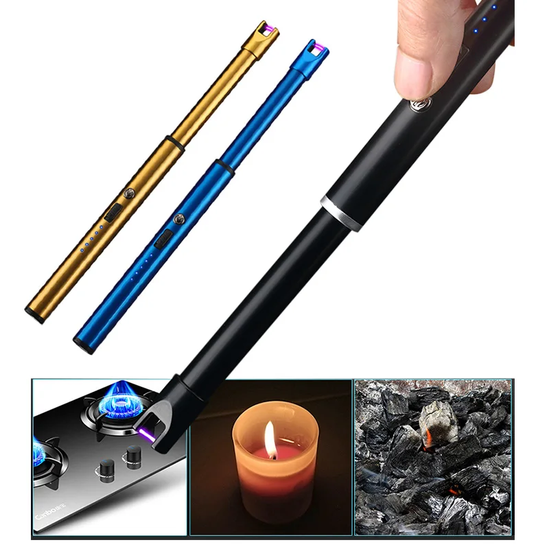 

Convenient USB Rechargeable Arc Candle Lighter with Double Safety Lock Charge Indicator for Camp BBQs Stove LXY9 DC21