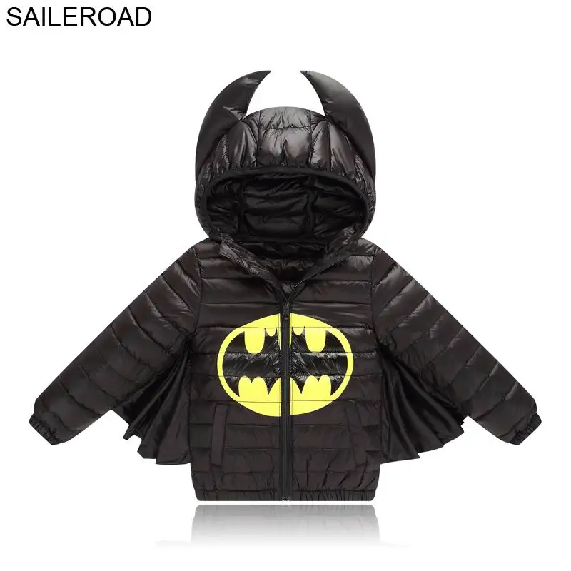 SAILEROAD 3-9Years Children Kids Outerwear Coats Winter Boys Girls Cotton-Padded Jacket Coat Cartoon Batman Baby Boy's Clothing