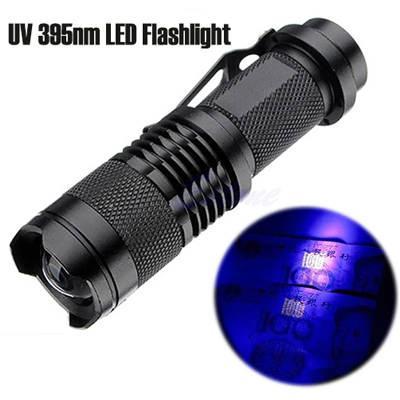 

Powerful Mini Aluminum Zoom Portable UV 395 Flashlight Violet Light LED Flashlight Torch Light use AA or 14500 Battery