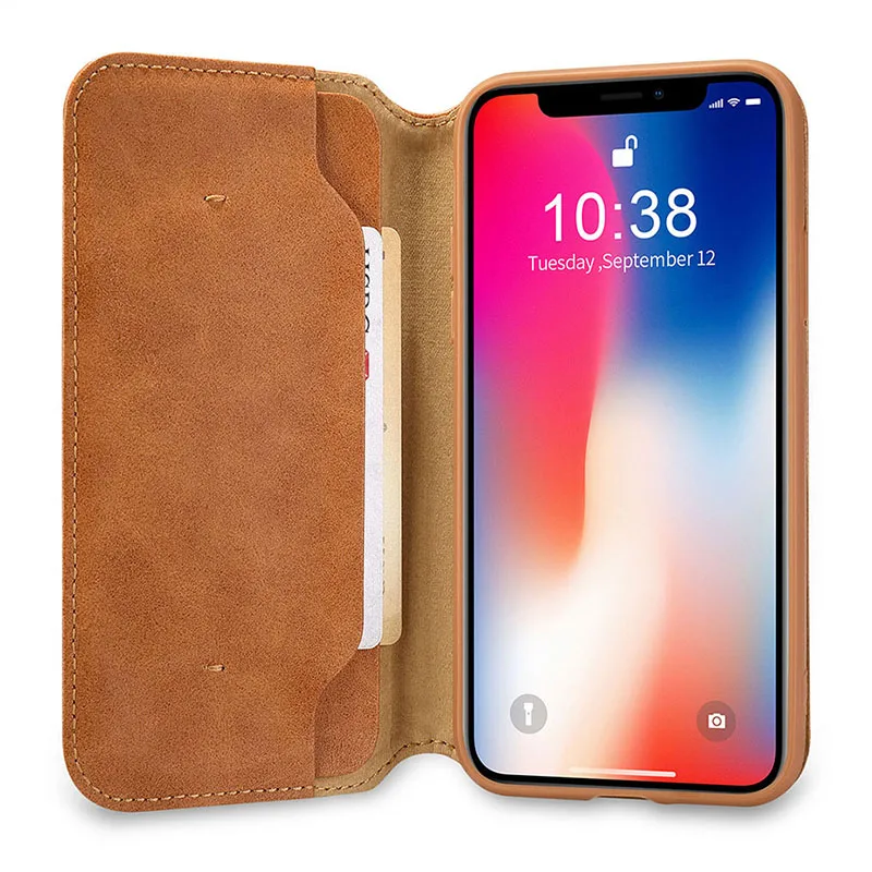 Jisoncase для iphone x funda, флип-чехол, 5,8 дюймов, защитная оболочка, защитный чехол для iphone x, чехол - Цвет: Brown