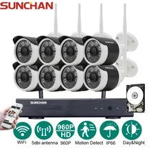 SUNCHAN 8-КАНАЛЬНЫЙ Системы ВИДЕОНАБЛЮДЕНИЯ Беспроводной 960 P NVR 8 ШТ. 1.3MP ИК открытый P2P Wi-Fi IP CCTV Камеры Безопасности Системы Видеонаблюдения Комплект w/HDD