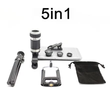 5in1 8X Zoom Phone Telescope Camera Lens Tripod Clips 3in1 Lentes Fish eye Wide Angle Macro
