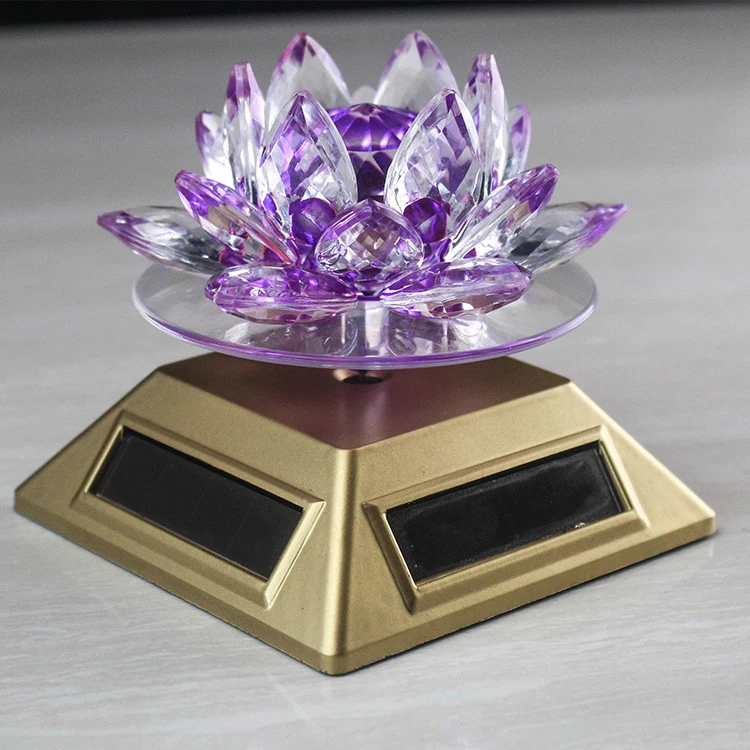 174 Feng Shui Cristal Verre Fleur De Lotus énergie Solaire 360 Rotation Lotus Décor à La Maison W2131 In Figurines Et Miniatures From Maison