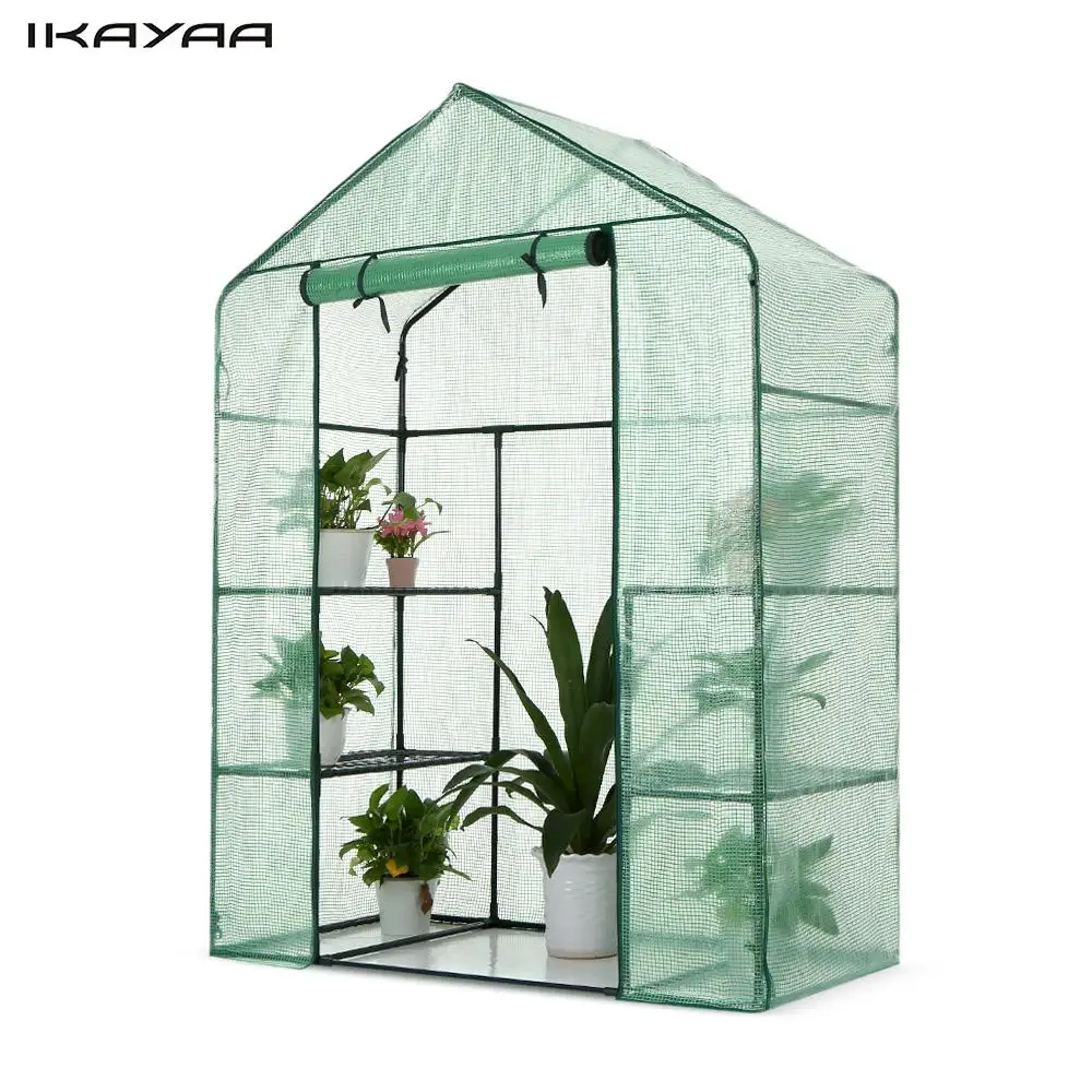 WALK IN GREENHOUSE 4 SHELVEX REINFORCED OUTDOOR GARDEN COMPACT GREEN HOUSE FRAME