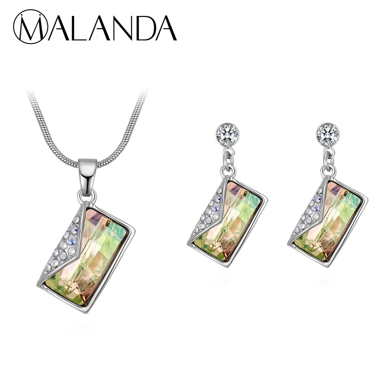 

MALANDA Crystals From Swarovski Set Necklace Drop Earrings For Women Fashion Purse Shape Jewelry Sets Wedding Party Girls Gift