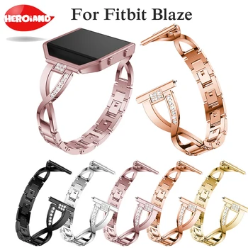 

Crystal Metal WatchBand For Fitbit Blaze New high quality smart watch band Fashion Type x Wrist Strap bracelet With Rhinestone