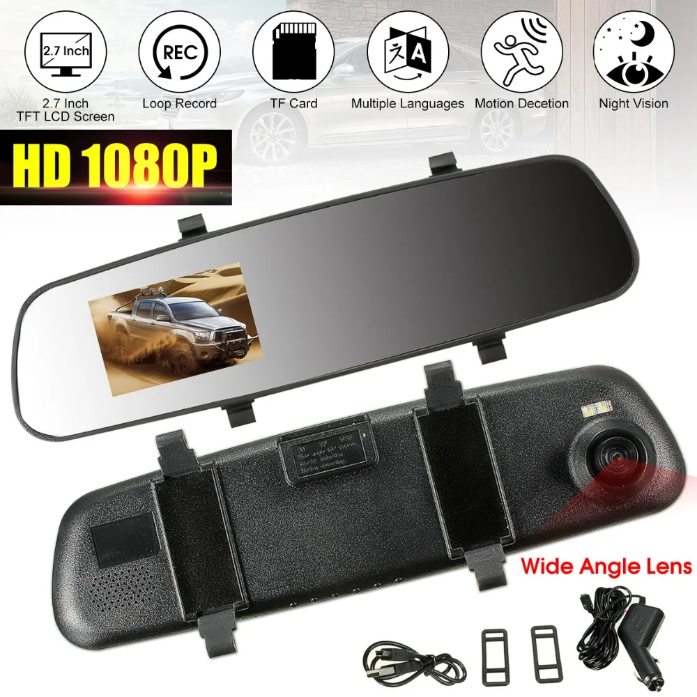 

2.7 Inch LCD DVR Car Camera Dash Cam Digital Video Recorder Rearview Mirror 5V 1A Auto Video