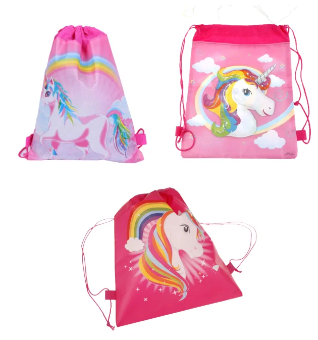 

3Styles Fashion Cartoon Theme Unicorn String Bags Kids Back Bags 35.5*28cm Unicorn Drawstring Bag