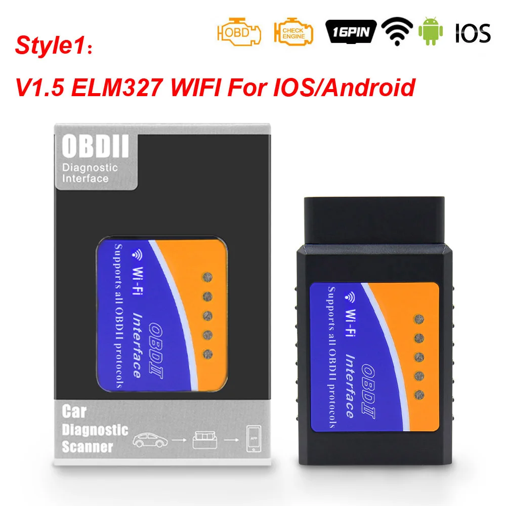 ELM 327 v1.5 OBD OBD2 Wi-Fi сканер автомобильный диагностический инструмент OBD 2 wifi сканер ELM327 v1.5 для Android/IOS сканер Automotivo - Цвет: OBDII WIFI 01