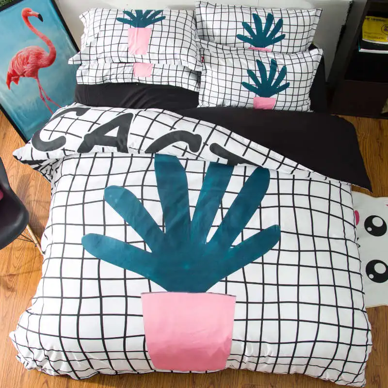 

Aloe print comforter bedding set king size stripe duvet cover twin full queen 3/4pcs kids adult home decor geometric bedcover