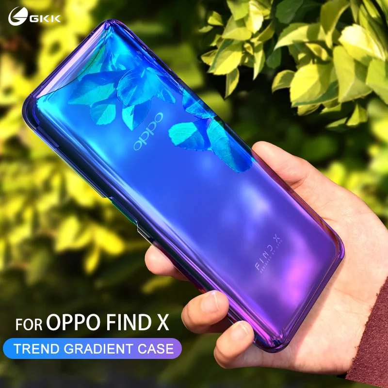

GKK Plating Case Oppo Find X Case Gradient Plating Transparent Magnetic Anti-shock Hard PC Thin Back Cover for Oppo Find X Coque