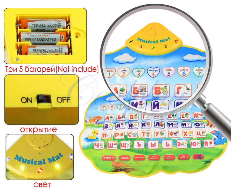 Русский обучающий коврик, Игровой музыкальный коврик с алфавитом, детский игровой коврик с изображением животных, обучающий детский игровой ковер, подарок