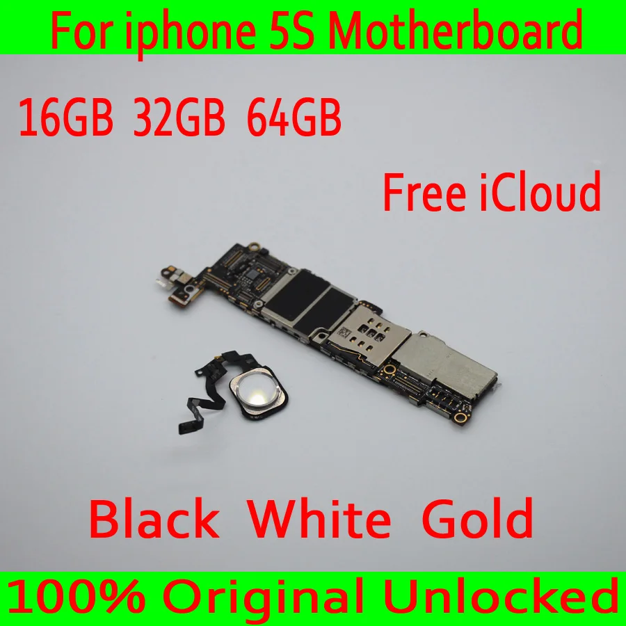 

Black White Gold for iphone 5S Motherboard with Touch ID,Original unlocked for iphone 5S Mainboard + Full Chips,16GB /32GB /64GB
