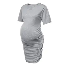 Vetement femme 2019 женское платье для беременных платье с коротким рукавом для беременных сексуальное платье Однотонная юбка ropa de mujer