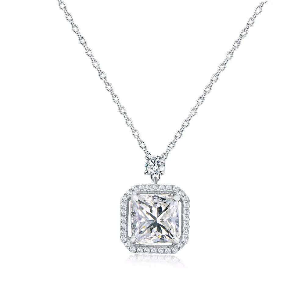 

Multi Prongs Synthetic CZ Necklaces Stone Crystal and Arrows CZ Pendant Necklace with 8mm 2ct Cubic Zirconia 925 Sterling Silver