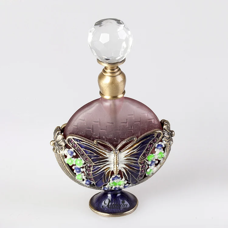 8ml Perfume Essential Oil Vintage Refillable Bottle Graven Metal