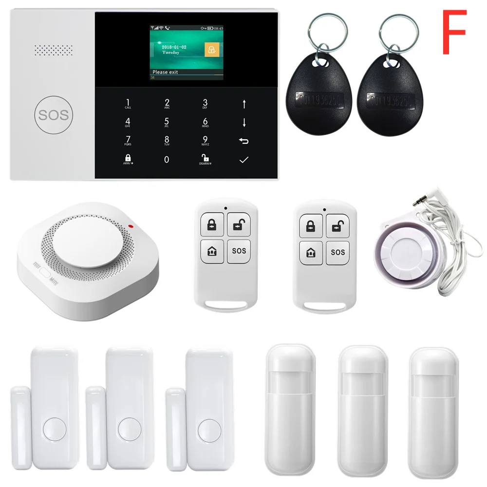 ring alarm wireless keypad 433MHZ IOS Android APP Remote Control LCD Touch Keyboard Wireless WIFI SIM GSM RFID Home Burglar Security Alarm System Sensor sos panic button Alarms & Sensors