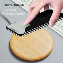 Протефеуиль Qi cargador inalambrico дерево 15 Вт Chargeur индукционный телефон для Iphone 8 Plus Xr Xs Max X samsung S10Plus станция