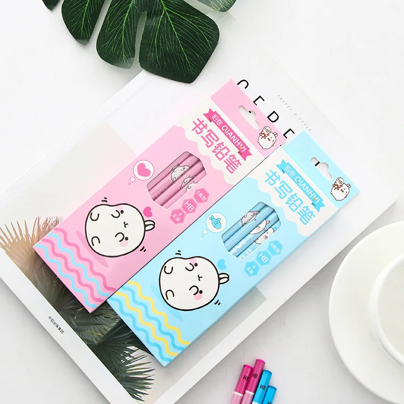 

X55 4pcs /Set Kawaii Rabbit Standard Wooden Pencil Writing Drawing Pencil School Supply Stationery Set