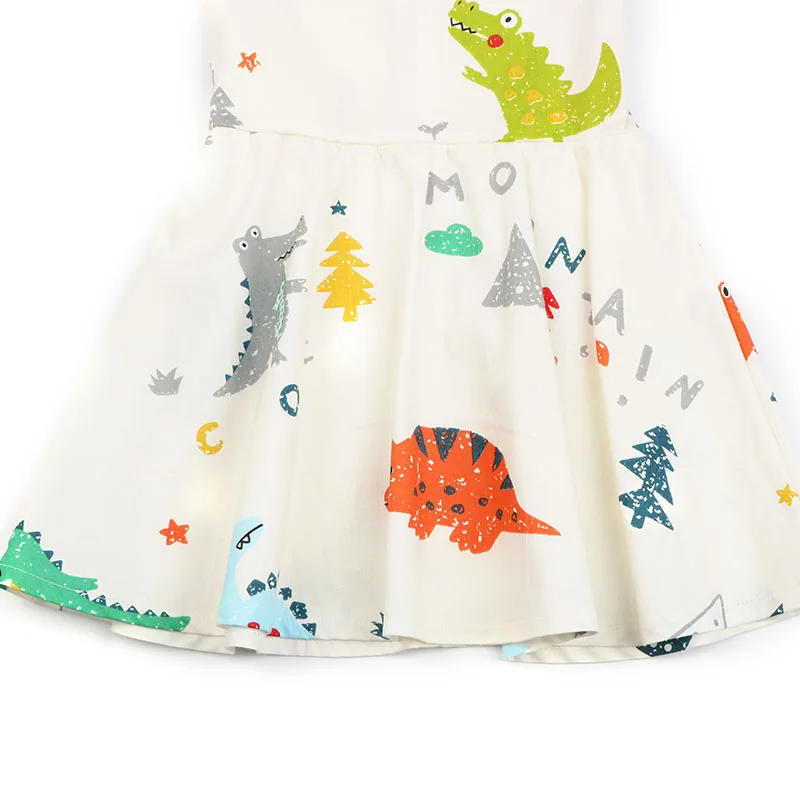 Funny Dinosaur Printing Girls Dress Kids Clothes Children Flower Princess Sleeveless Dresses Summer Beach Baby (6)