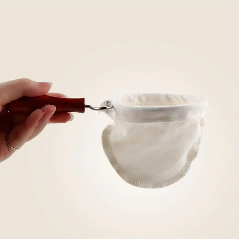 Wooden Handle Flange Coffee Filter Bag Flannel Filter Cloth Coffee