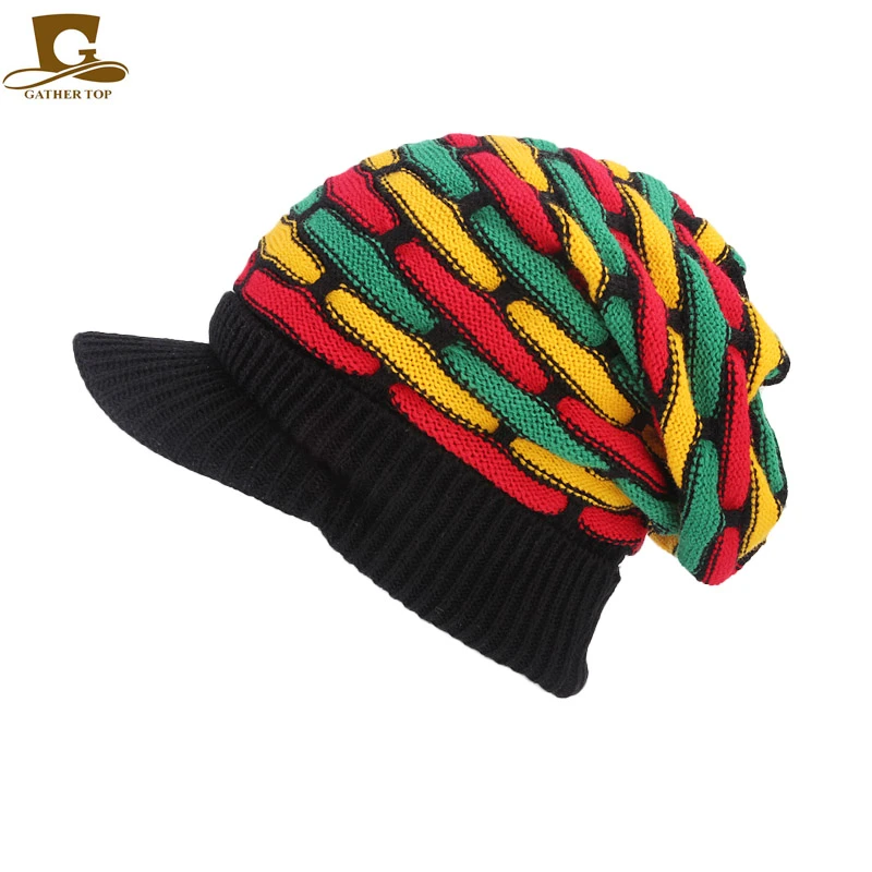 ジャマイカレゲエ Gorro ラスタスタイルブレスレット帽子ヒップポップ男性の冬の帽子女性の赤黄緑黒秋のファッションの女性のニットキャップ スカリー ビーニー帽 Aliexpress