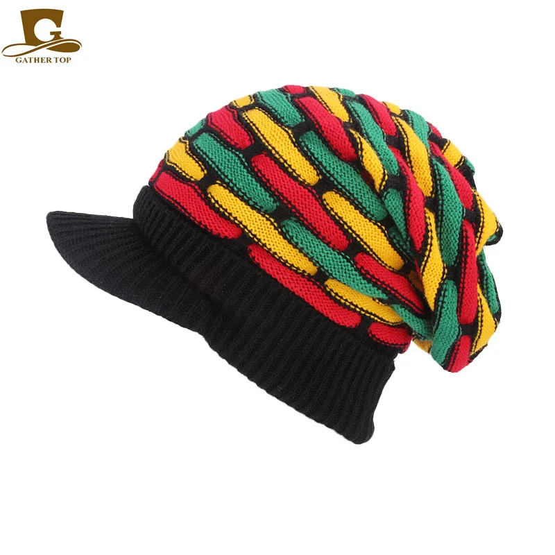 Jamaica регги Gorro раста стиль шляпа Хип поп для мужчин зимние шапки женский красный желтый зеленый черный осень Мода женщин вязать кепки
