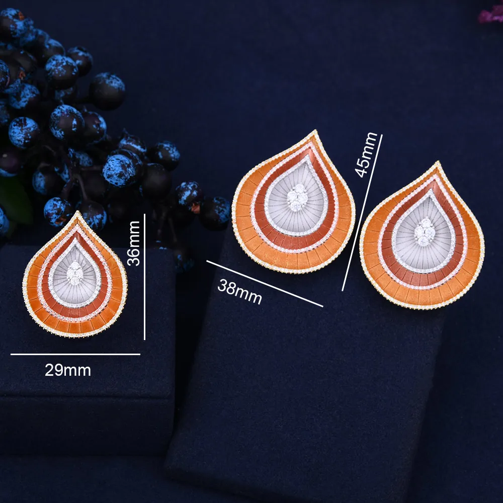 GODKI Exclusive Layers Water Drop Tear Fashion Luxury Cubic Zirconia Women Dubai Africa Engagement Earring Ring Jewelry Set