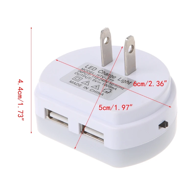  Sensor Night Light With Dual USB Port Phone Charger Led Lamps Mood Kids Baby Lamp EU/US Plug Socket - 33048552400