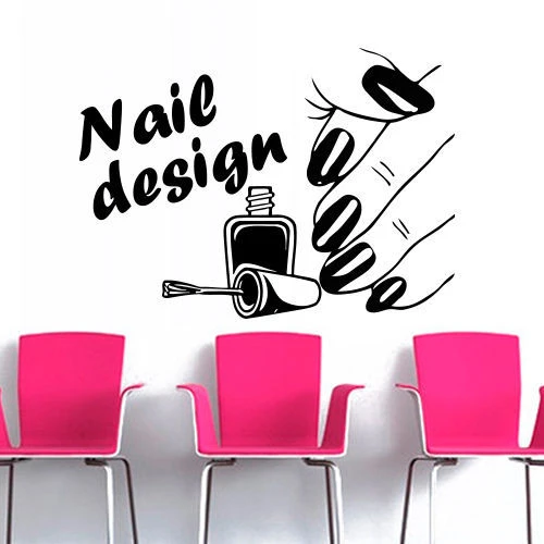 Nueva nail salon vinilo decalque de pared Esmaltes de uñas belleza diseño  barniz polaco manicura nail pared pegatina tienda ventana  Decoración|decoration design|glass decorationwall stickers shop - AliExpress