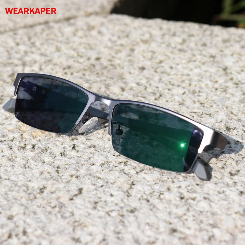 

WEARKAPER Half Rim Transition Photochromic Titanium Eyeglasses Frame Men Optical Frame Reading Clear lens Computer Glasses