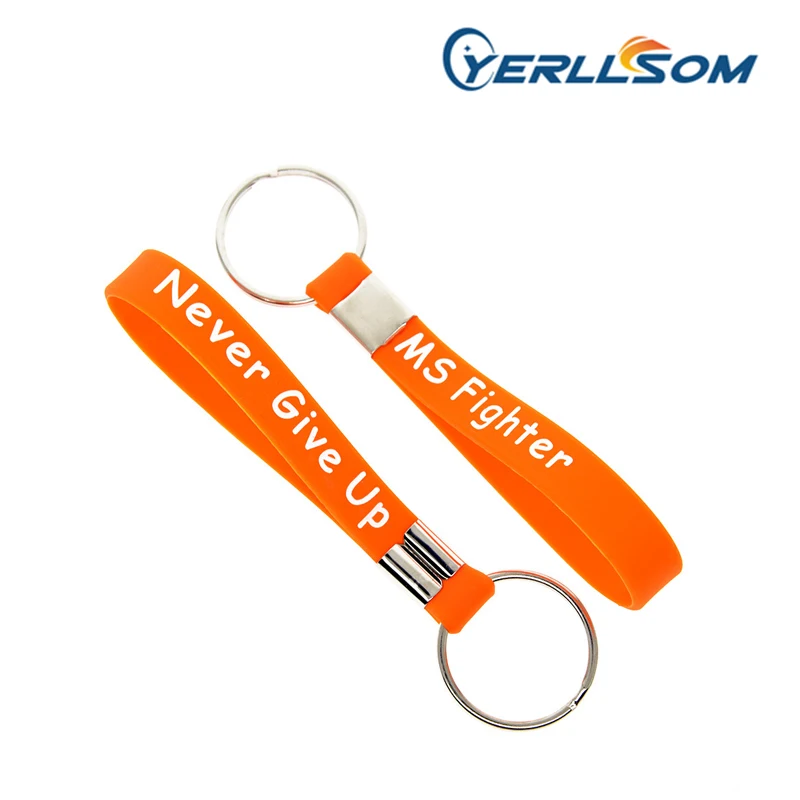 

YERLLSOM 500PCS/lot Free Shipping Customized Silicone keychain with printed 1 Color writing or logo for promotional gifts YK005