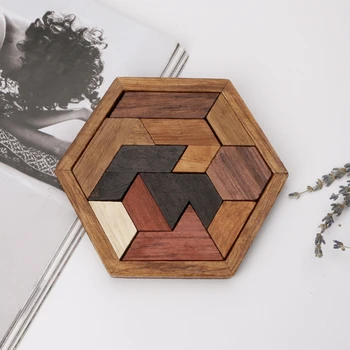 

3D Chinese Wooden Puzzle Game Chexagon Model Brain Teaser Jigsaw Building