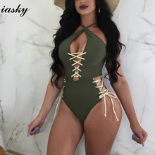 IASKY выдалбливают Цельный купальник сексуальные женские бандажные Купальники Монокини купальные костюмы Пляжная одежда