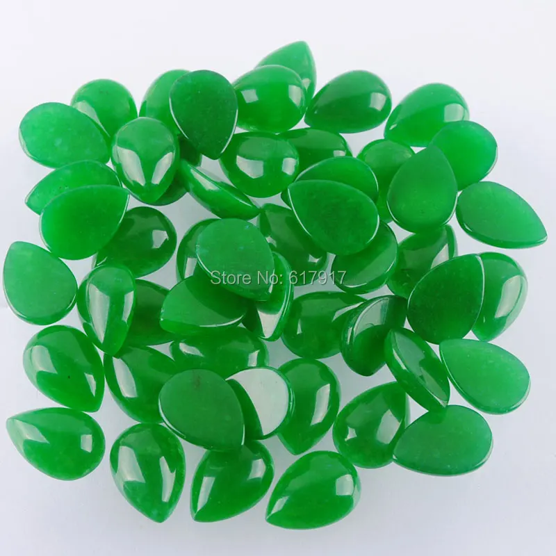 

RONGZUAN Free shipping Fashion Jewelry 20pcs/lot 13x18x6MM Green Jades Gem Stones Teardrop Cabochon No Drill Hole TU3042