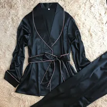 Осенняя женская пижама из двух предметов, пижамные штаны, комплекты с длинными рукавами, рубашка для сна, длинные штаны, женская пижама