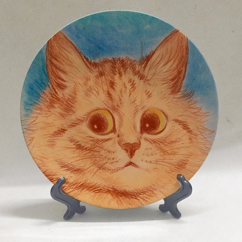 Декоративная тарелка в викторианском стиле, иллюстратор Anthropomorphic Cats, милый мультяшный рисунок, кошачий рисунок, домашнее животное, дизайнерское настольное украшение, тарелки