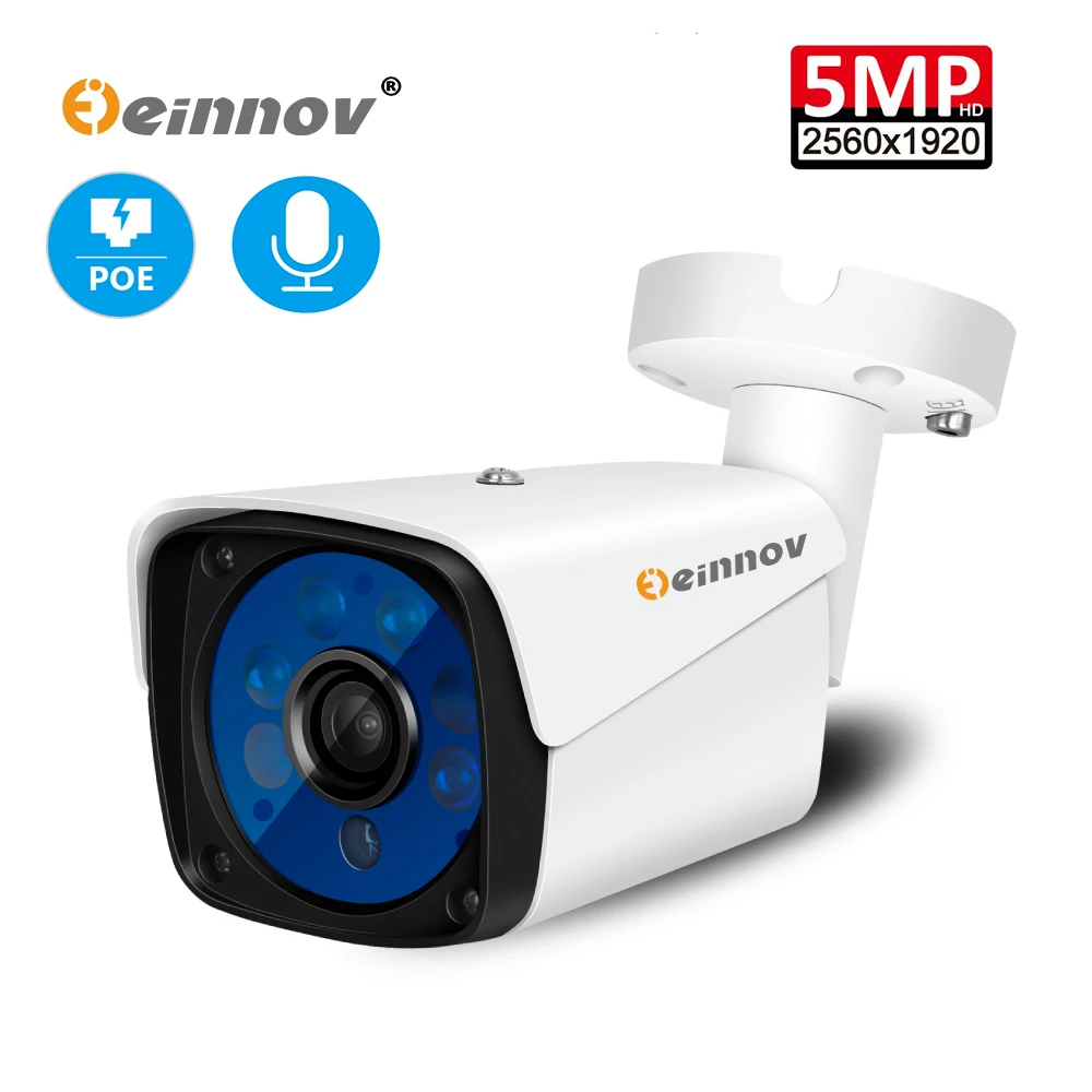 Einnov 3 6 мм POE IP камера 48 В наружняя видеонаблюдения CCTV безопасности 1080P 5MP Открытый