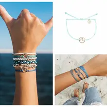 Богемское пляжное браслеты с волнами Модные регулируемый ткань с веревкой, на цепочке, с подвесками браслет Для женщин модные вечерние ювелирные изделия аксессуары