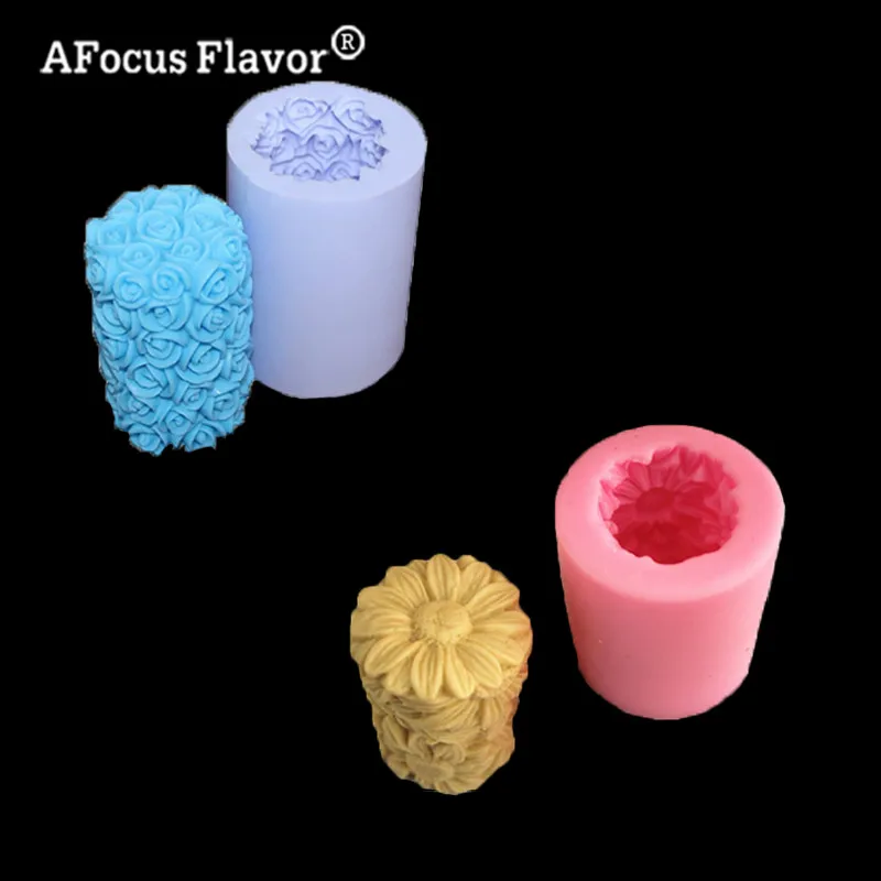 

1 Pc 3D Silicone Mold Candle Soap Making Sunflower Rose Pattern Decorating Tools Kitchen Baking Food Molding Pastry Tools