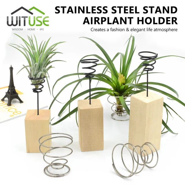 Aliexpress Wooden Metal Air Plant Holder Plants Pot Wooden Metal Air Plant Holder Plants Pot Container Vase For Tillandsia Airplants Planter Indoor Tabletop