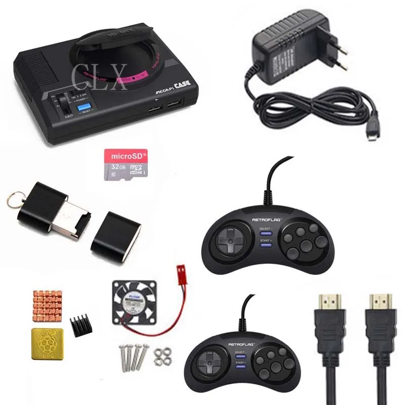  Retroflag MEGAPi CASE-M with Classic USB Controller-M +Power Adapter + 32GB SD Card for Raspberry P