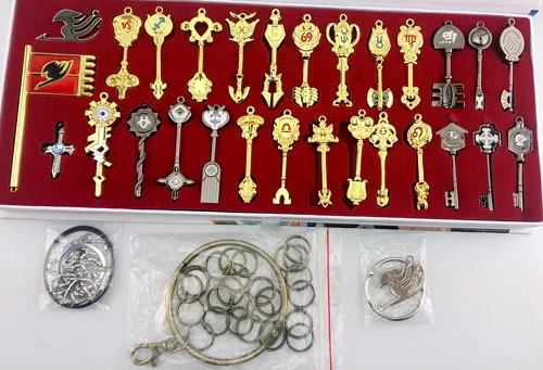 29pcs-set-Fairy-Tail-Lucy-Cosplay-Key-Keychain-Scale-Free-Pink-Tattoo-Heartfilia-Sign-of-the (1)