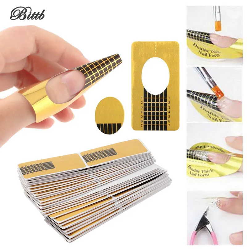 

Bittb 20pcs/lot Nail Forms Gel Extension Sticker For Nail Polish Guide Form Professional Acrylic Nail Paper Holder Nailart tool