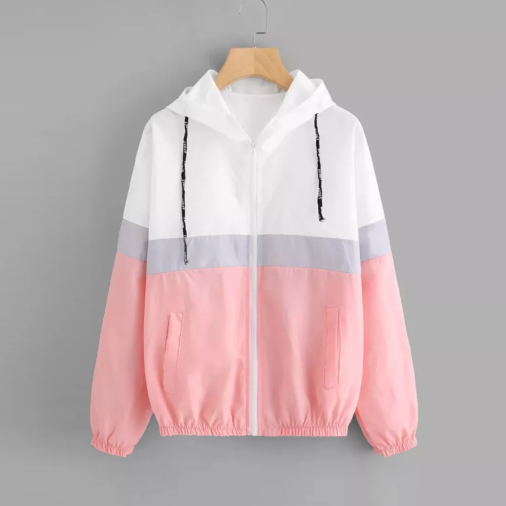 FeiTong جاكيتات مرونة تنحنح الرباط سترة سستة جيب النساء عارضة الخريف مقنع السائق معاطف واقية رياضي قميص FeiTong جاكيتات مرونة تنحنح الرباط سترة سستة جيب النساء عارضة الخريف مقنع السائق معاطف واقية رياضي قميص