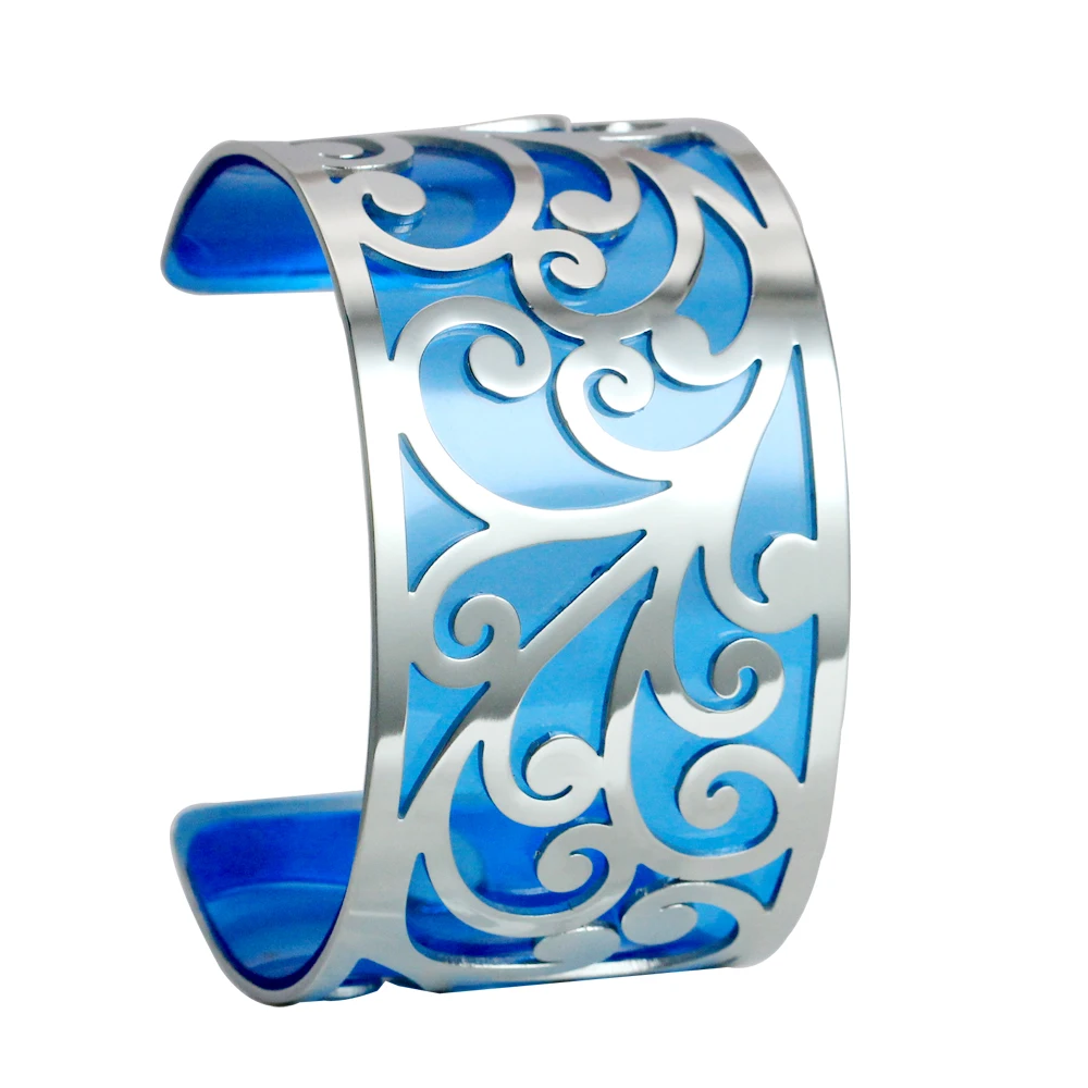 Legenstar браслеты-манжеты и браслеты Femme Life Flower Браслеты из нержавеющей стали DIY Pulseiras летние очаровательные ювелирные изделия - Окраска металла: 40 mm blue